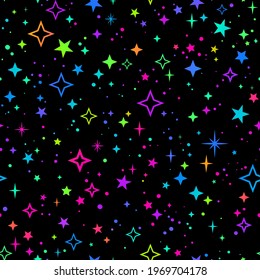 seamless background with bright neon stars