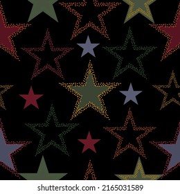 seamless background with bright neon stars Multicolor outer space, Shiny galactic background texture, Seamless illustration