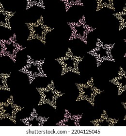 seamless background with bright neon stars. Stars background. Seamless vector.