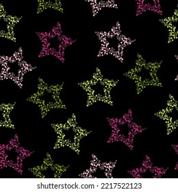 seamless background with bright neon stars. Modern paint pattern for birthday card, party invitation, wallpaper sale, holiday wrapping paper, fabric, bag print.