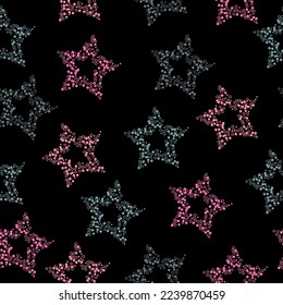 seamless background with bright neon stars. Stars background. Seamless vector.