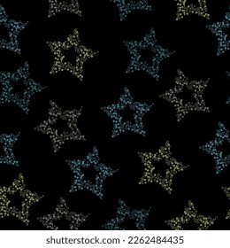 seamless background with bright neon stars. Modern paint pattern for birthday card, party invitation, wallpaper sale, holiday wrapping paper, fabric, bag print.