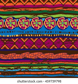 Seamless background. Bright patterns, zigzag ethnic motifs