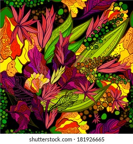 fondo impecable de flores brillantes de color arcoiris. Vector 