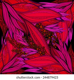 seamless background of bright rainbow purple flowers. Vector 