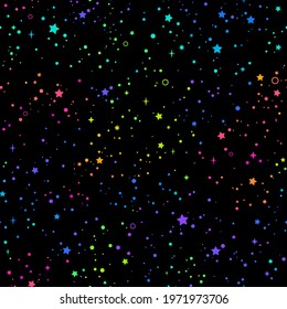 seamless background with bright rainbow stars