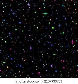 seamless background with bright rainbow stars