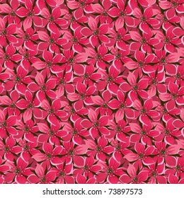 Seamless background with bright red flowers