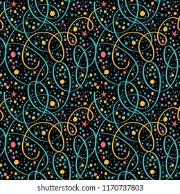 Seamless background with bright serpentine on a black background.
