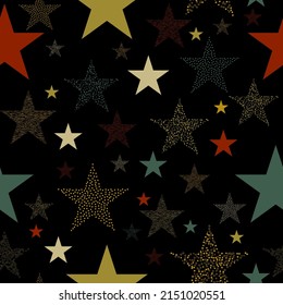 seamless background with bright stars. Design elements for greeting cards,scrapbooking,print,gift wrap, manufacturing,cloth,textile,fabric and decor.