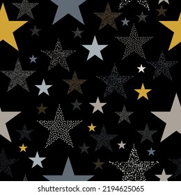 seamless background with bright stars.  Multicolor shiny outer space, Glittering galactic texture background, Seamless illustration