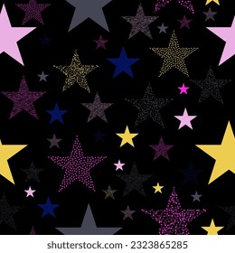 seamless background with bright stars. Stars and scrapes are laid out in an interesting seamless pattern.