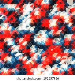 Seamless background with bright transparent circles and grunge texture