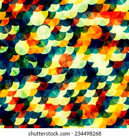 Seamless background with bright transparent circles and grunge texture
