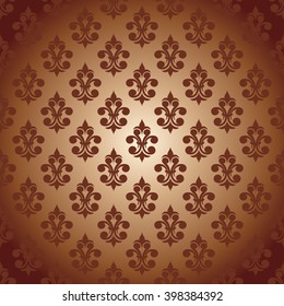 Seamless background brown color. Vintage background for textile design. Wallpaper, background, baroque pattern. Antique greeting card, invitation with lace and floral ornaments, beautiful.