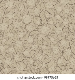 Seamless background with brown leaves