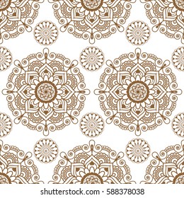 Seamless Background Brown Mehndi Floral Henna Stock Vector (Royalty ...