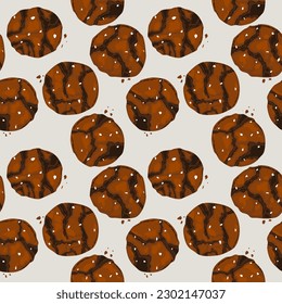 Seamless background with brownie cookies pattern, Bakery