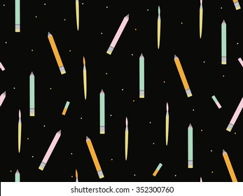 Seamless background of brushes and pencils. 