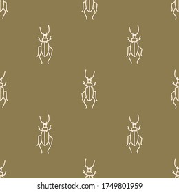 Seamless background bug gender neutral baby pattern. Simple whimsical minimal earthy 2 tone color. Kids nursery wallpaper or boho woodland nature fashion all over print.