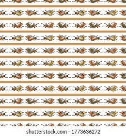 Seamless background bug gender neutral baby pattern. Simple whimsical minimal earthy 2 tone color. Kids nursery wallpaper or boho woodland nature fashion all over print.