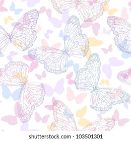 Seamless background with butterflies