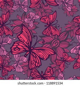 seamless background with butterflies