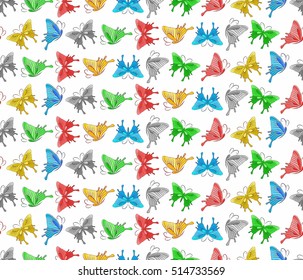 Seamless background with butterflies. 