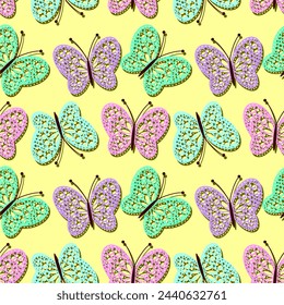 seamless background with butterflies  art decor design print wallpaper pattern 	
