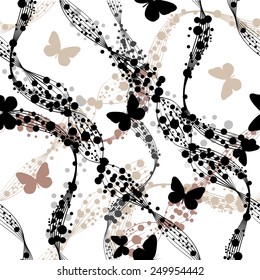 Seamless background with butterflies beads. Vector
