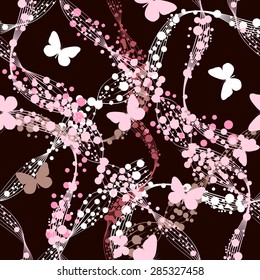 Seamless background with butterflies beads. Vector