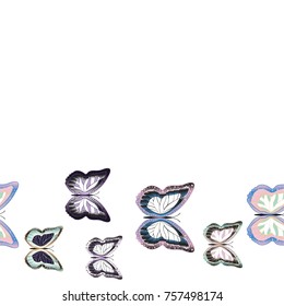 Seamless background from butterflies. Beautiful butterflies chaotically fly randomly. Vector. Suitable for fabric, paper, packaging.