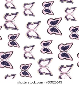 Seamless background from butterflies. Beautiful butterflies chaotically fly randomly. Vector. Suitable for fabric, paper, packaging.