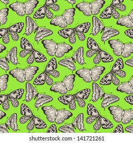 seamless background with butterflies. Many similarities in the profile of the artist