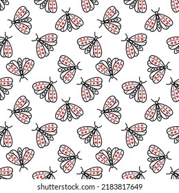 El fondo es impecable, con mariposas y polillas. Ilustración del vector 