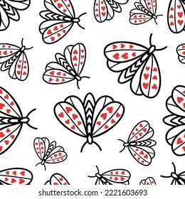 El fondo es impecable, con mariposas y polillas. Ilustración del vector 