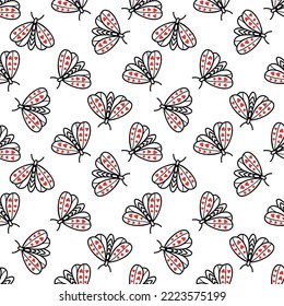 Seamless background with butterflies and moths. Vector illustration 