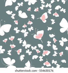 Seamless background with butterflies. Spring pattern.