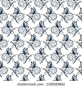 Seamless background with butterfly. 