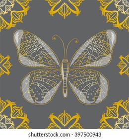 Seamless background with butterfly.