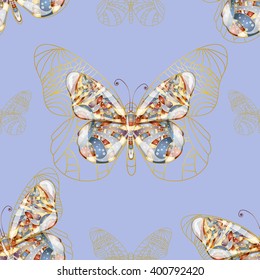 Seamless background with butterfly.