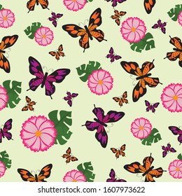 seamless background butterfly and flower HD eps resolution
