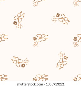 Seamless background butterfly gender neutral pattern. Whimsical minimal earthy 2 tone color. kids nursery wallpaper or boho cartoon insect fashion all over print. 