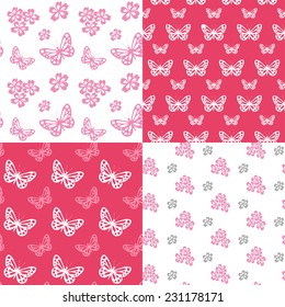 Seamless background with butterfly. Vector illustration.