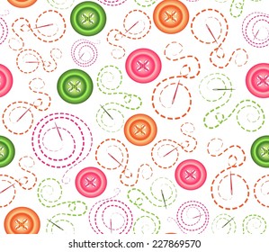 seamless background with buttons and embroidery needles