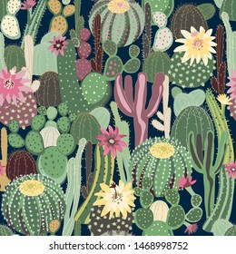 seamless background with cactus, vector design for fabric, paper cover