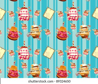 seamless background with cake and strawberry dessert