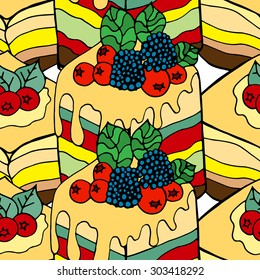Seamless background of the cake. Vector illustration