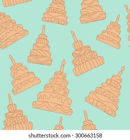 Seamless background with cakes
