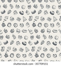seamless background with cakes and cupcakes